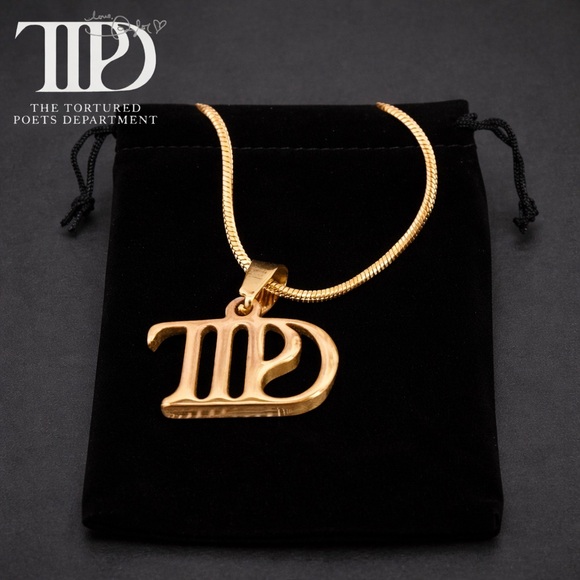 NEW Taylor Swift Gold TTPD Tortured Poets Department Necklace, Box & Pouch - Picture 3 of 3
